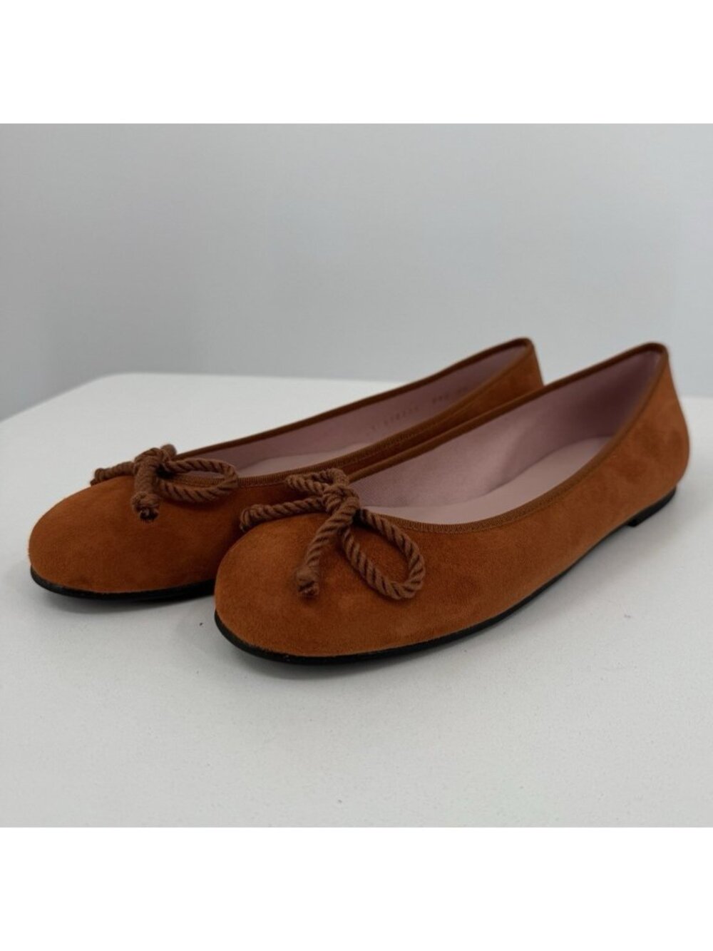Pretty Ballerinas Elton Brown Suede Rosario Flats with Bow and Round Toe 10 EU40